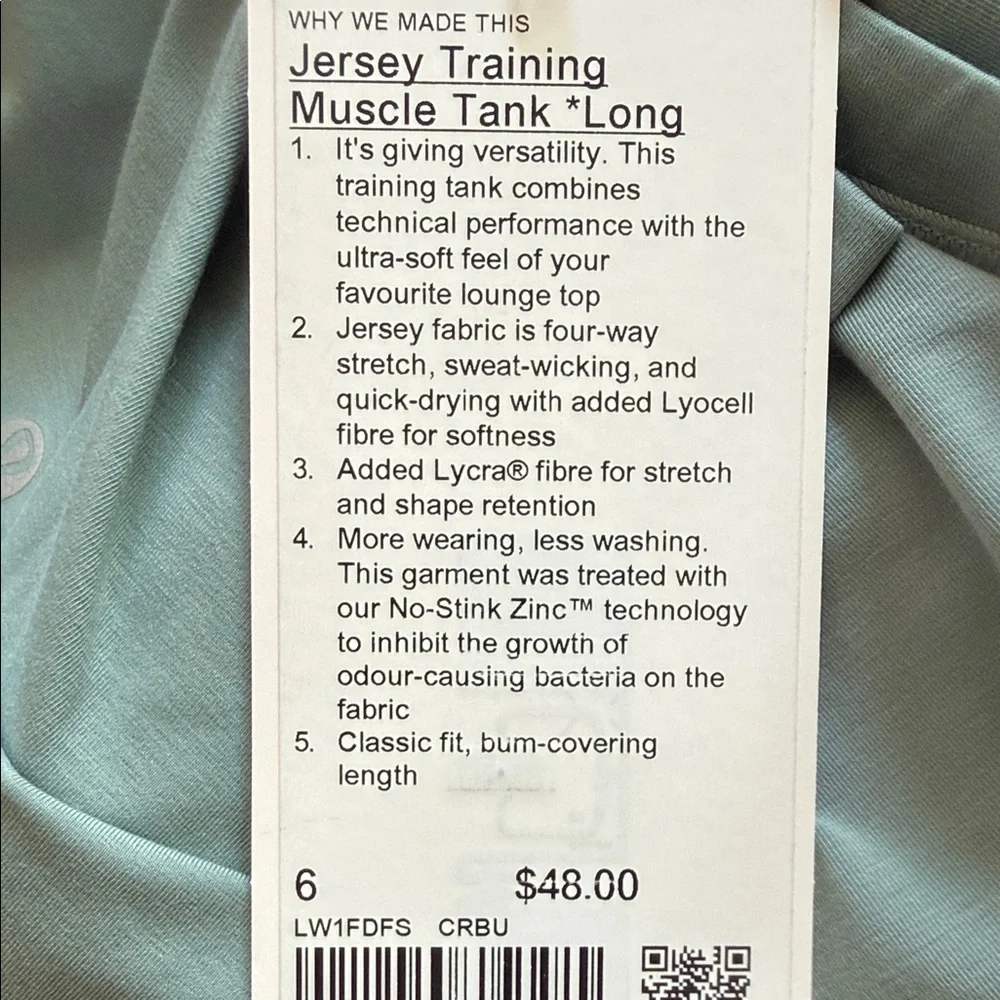 NWT Lululemon Jersey Training Muscle Tank Top Long Wordmark - Picture 8 of 8